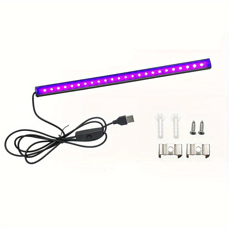 1pc/2 USB 10W 12 pulgadas Barra de luz LED negra para dormitorio, póster de pintura fluorescente, fiesta que brilla en la oscuridad.