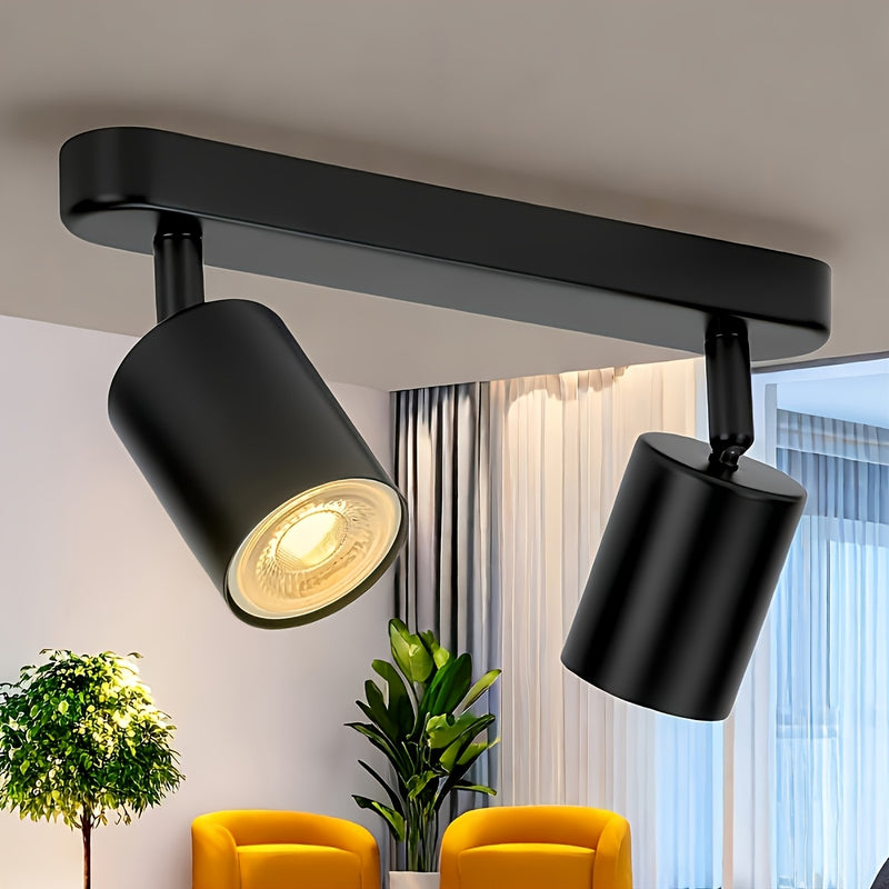 1 foco ajustable para techo, lámpara de techo retro, ideal para salas, dormitorios, isla de cocina, pasillo, compatible con focos GU10 (focos no incluidos), lámpara de techo industrial, montaje semiempotrado, fácil de instalar
