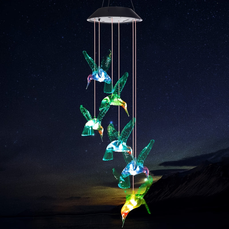 Carillón de viento con colibrí solar, regalo para mamá y abuela, decoración para jardín, regalo de cumpleaños, decoración exterior, carillón conmemorativo