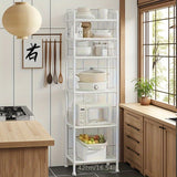 Estante de almacenamiento de cocina de 6 niveles, negro/ blanco, con marco de metal, estante multifuncional independiente para baño, garaje, sala de estar, estante extraíble, no requiere ensamblaje, solución de almacenamiento de cocina | Estante de cocin