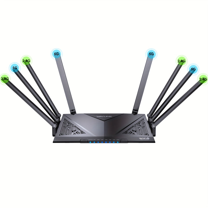 Ruta de red AX6000 de WAVLINK, doble banda Wi-Fi 6 - 2,5 Gbps WAN, 4 x 1000 Mbps LAN, modo de red de malla/ruta/point de acceso/repetidor, soporte para OpenVPN y WireGuard, control parental, QoS, 4 puertos de red de gigabit, doble banda 2,4 GHz y 5 GHz,