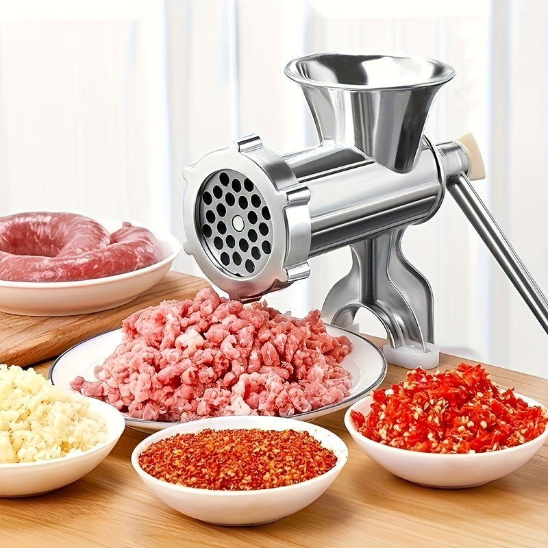 1pc Molinillo de carne manual con sargentos de mesa - Herramienta multifuncional de cocina para moler carne, verduras y nueces, cuerpo de aluminio, no necesita electricidad ni baterías, Molinillo de carne de cocina | Herramienta de cocina moderna | Utens