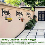 2 piezas de colgadores de plantas de metal negro con diseño de 3 pájaros y hojas - Ganchos de montaje en pared de alta resistencia para canastas de flores al aire libre, luces solares, comederos de pájaros - Instalación fácil, no se necesita batería, col