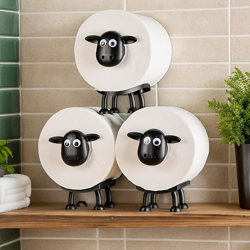 Soporte de papel higiénico en forma de animal adorable, sobre el tanque, autosoportado, de plástico, con soporte de toalla de papel para decoración de baño