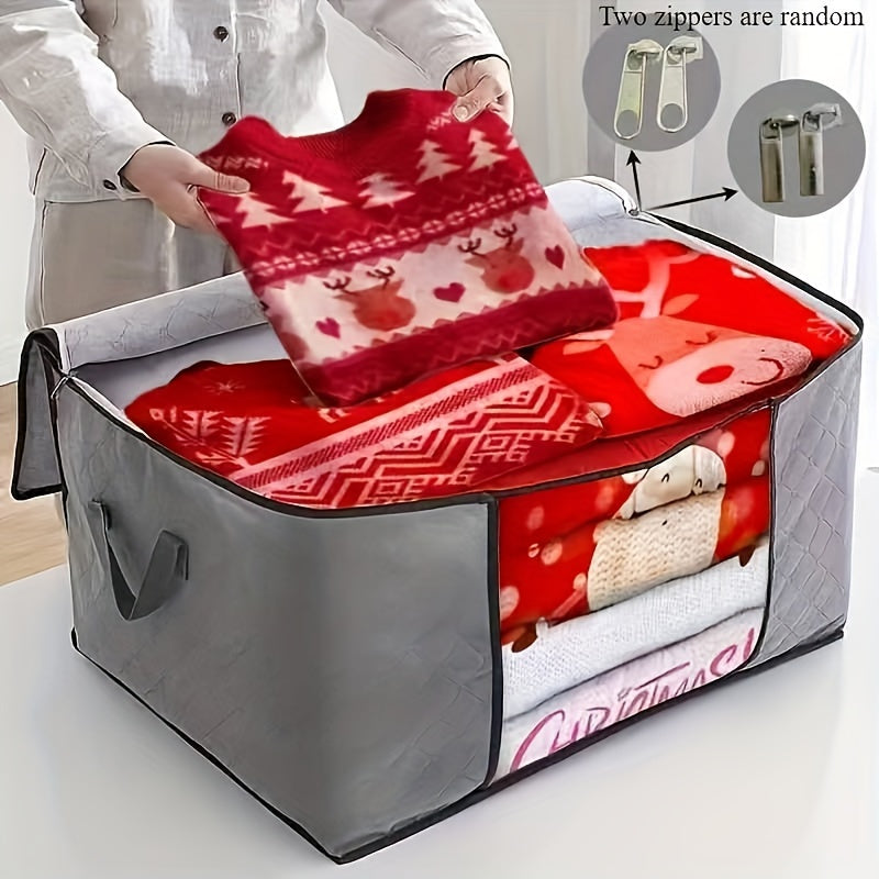 Bolsa de almacenamiento extra grande plegable - Organizador de tela resistente para ropa, cobijas y más - Ideal para dormitorio, residencias estudiantiles y viajes - Gris