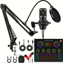Kit de Podcasting Premium: Micrófono Condensador BM800, Tarjeta de Sonido V8 y Cambiador de Voz - Perfecto para Grabación de Alta Fidelidad, Canto, Streaming y Juegos, Paquete de Estudio Profesional, Audio Cristalino