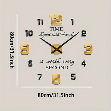 Reloj de pared silencioso de acrílico, decoración de pared sin marco 3D - Redondo, kit de reloj de bricolaje, forma de corona arqueada, para sala de estar, comedor, dormitorio, oficina, funciona con pilas AA (pilas no incluidas)