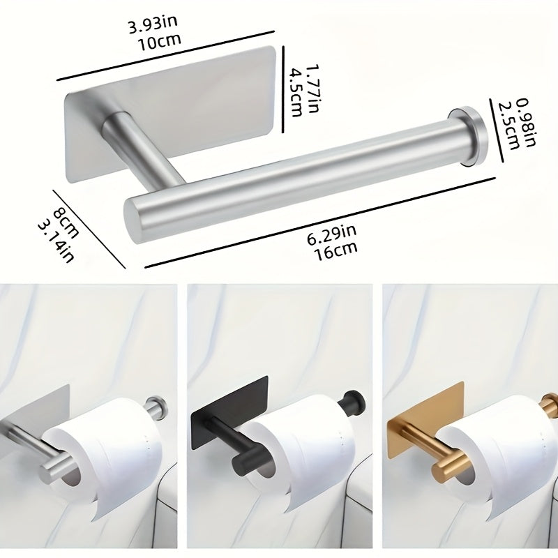 Soporte para papel higiénico de acero inoxidable elegante, 1 unidad, montaje en pared sin taladro con doble opción de instalación, ideal para baño y decoración de baño