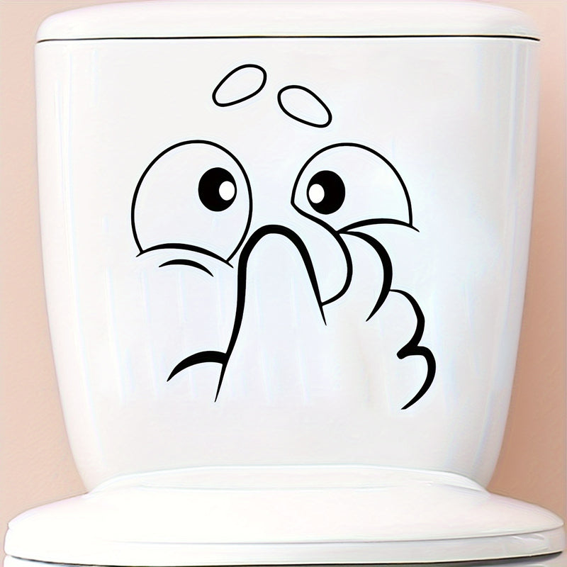 1pc Pegatinas Abstractas Festivas para Inodoro – Diseño de Cara de Dibujos Animados Divertido, Pegatinas Decorativas de Plástico Blanco para Navidad, Acción de Gracias y Decoración de Baño Festiva