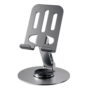 Soporte para Teléfono Móvil de Aleación de Aluminio Giratorio 360 grados - Soporte Plegable Portátil y Compacto Apto para Todos los Smartphones y Tabletas, Accesorio Ideal para la Oficina