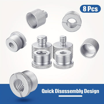 8 piezas de adaptadores de rosca para micrófono, juego de adaptadores de rosca para micrófono, 5/8 hembra a 3/8 macho y 3/8 hembra a 5/8 macho, 5/8 hembra a 1/4 macho y 1/4 hembra a 5/8 macho Adaptador de rosca de tornillo para micrófono Eid Al-Adha Muba