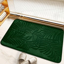 Tapete de entrada con relieve de hojas tropicales, antideslizante, absorbente para baño, lavable a máquina, rectangular de poliéster con respaldo de PVC, para cocina, decoración navideña, Halloween, Pascua, Hanukkah