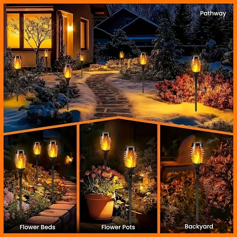 4/8/12 piezas, luces de llama solares, luces de linterna, luces LED al aire libre, adecuadas para patio, césped, entrada, decoraciones de fiesta, Navidad, Halloween, decoraciones de Año Nuevo, regalo