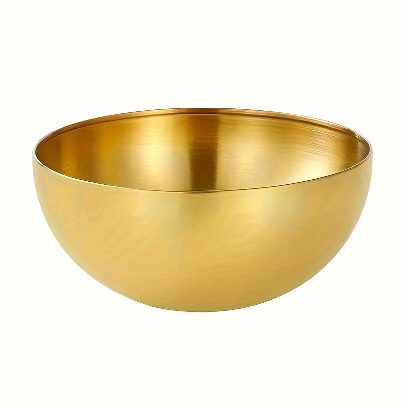 1pieza Tazón de acero inoxidable dorado de 15Cm/20Cm/25Cm - Duradero, resistente a los golpes, tazones multipropósito para ensaladas, postres, arroz, fideos - Ideal para el hogar, fiestas, bodas, festividades (Navidad, Halloween, Pascua, Janucá, Acción d