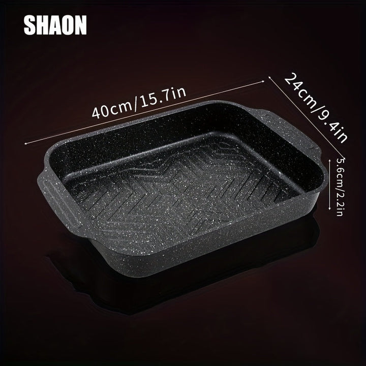 SHAON 1 sartén de acero inoxidable para pescado, bandeja rectangular para horno, bandeja para cocina de inducción doméstica, bandeja antiadherente, apta para hornear y barbacoa