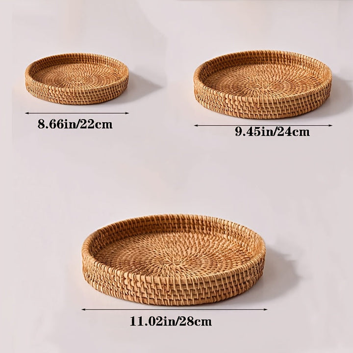 1 unidad, bandeja de ratán, canasta para frutas y verduras, trenzado artesanal de vid otoñal de Vietnam, decoración para bandeja, almacenamiento, plato para cena, decoración para platos de hotel o restaurante