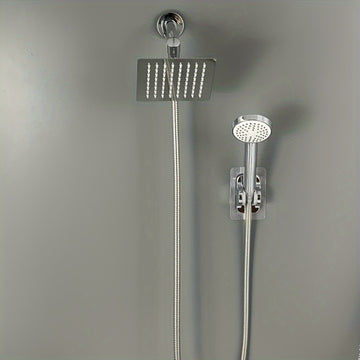 Juego de cabezal de ducha de acero inoxidable oculto, cabezal de ducha manual simple para baño, ducha de lluvia para hogar, cabezal multifuncional con micro burbujas, incluye soporte, divisor de agua de 3 vías y manguera, juego completo de cabezal de duc