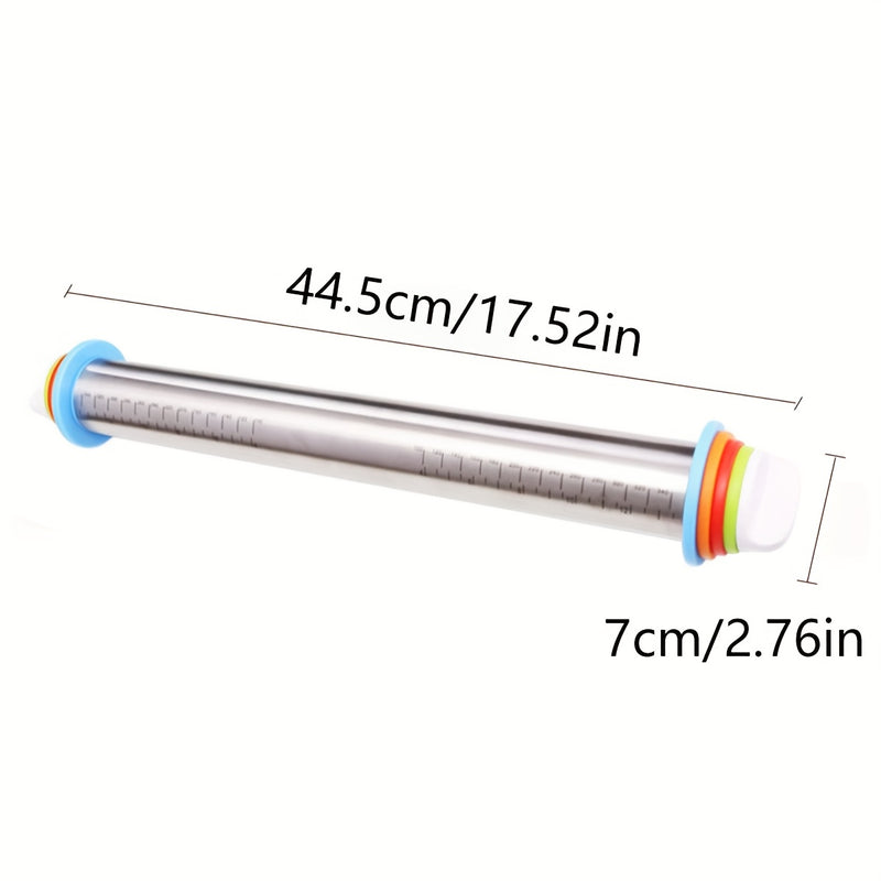 1 pieza de rodillo ajustable con 4 discos extraíbles para hacer pizza, galletas, gominolas, pasteles, pasta y más productos de panadería - Rodillo de masa antiadherente para un uso fácil