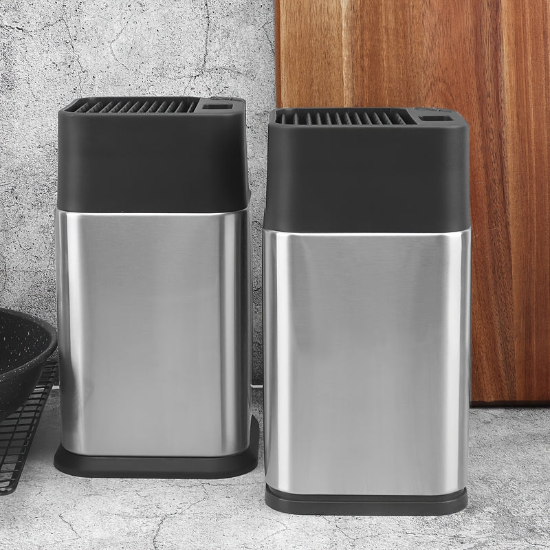 1PC Bloque de cuchillos de acero inoxidable con afilador incorporado - Organizador de cuchillos para encimera de cocina (cuchillos no incluidos)