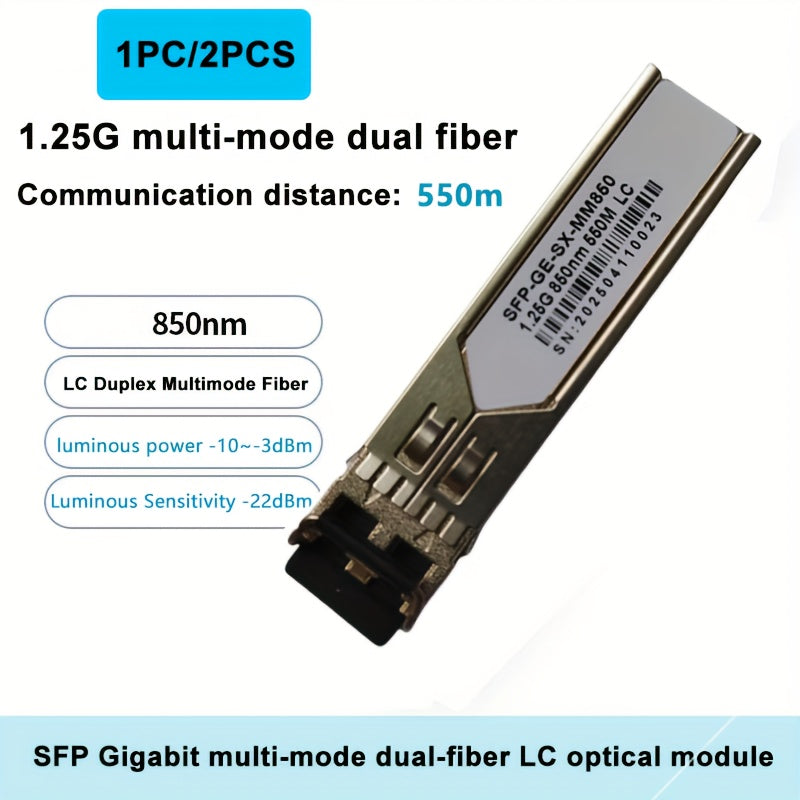 1/1 Par, 1,25 G SFP Gigabit LC Multi-Modo Doble Fibra Módulo Óptico, Distancia de Transmisión 500 m, Detección en Tiempo Real DDM, Plug-and-Play, Adecuado para Cisco y otras marcas, Adecuado para conmutadores de fibra, transceptores de fibra, routers de