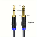 Cable de Audio TRS de Alta Resistencia de 1/4" a 1/4" - Conector Macho a Macho, Jack Estéreo, Interconexión Balanceada para Guitarra Eléctrica, Bajo, Mandolina | Conectores Chapados en Oro, Blindaje de Alta Densidad