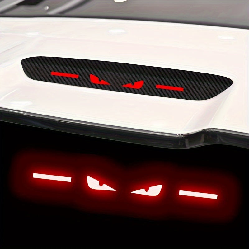 Pegatinas de luz de freno de fibra de carbono de posición alta - Material PET duradero, diseño rojo y blanco, fácil de aplicar para una mayor seguridad del vehículo y un estilo único, mejora de la visibilidad del vehículo, apariencia audaz, alta calidad.