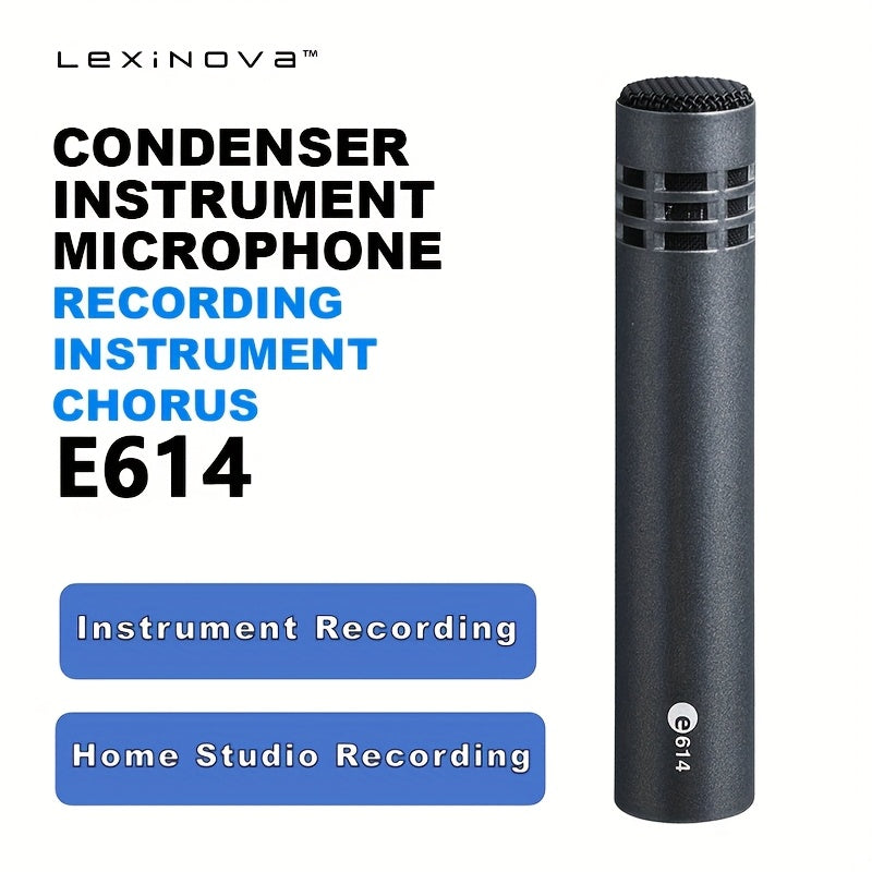 Microfono de Instrumento Condensador Profesional LexiNova™ E614 con Patrón Polar Cardióide, Conexión XLR y Diseño Compacto para Estudio en Casa y Grabación de Escenario, Grabación Vocal | Microfono Compacto | Transmisión de Audio Estable