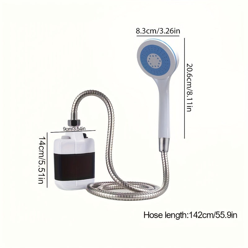 Puerta de Ducha Eléctrica Portátil para Camping con Carga USB, Ideal para Playa, Natación y Senderismo - Incluye Manguera, Kit de Ducha Externa para Viajes en Autocaravana