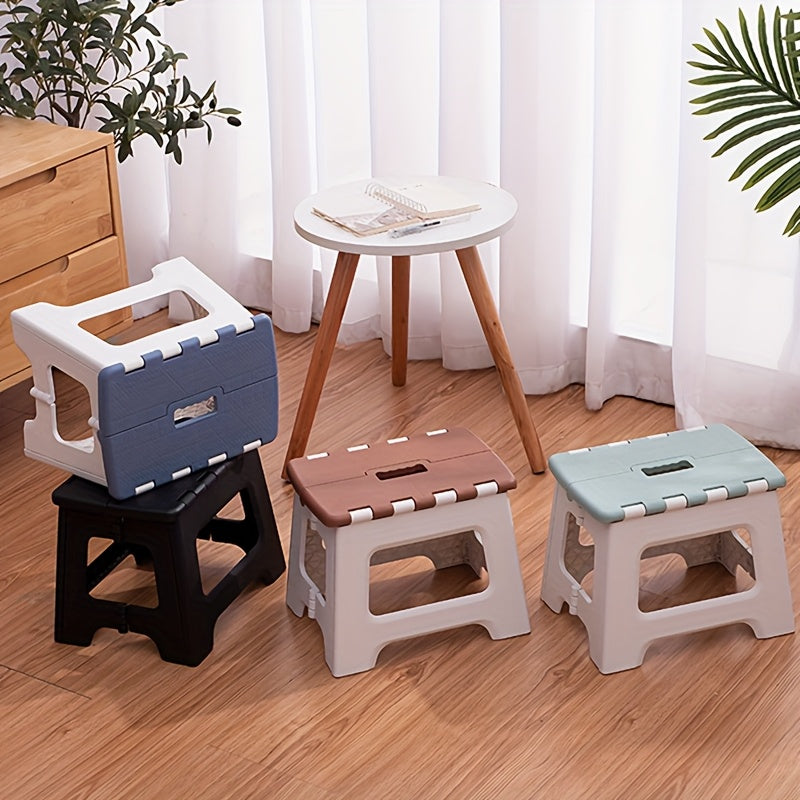 Taburete Plegable Antideslizante, Suficientemente Seguro y Resistente - Soporta hasta 136.08 KG - Reposapiés de 27.94 cm para Adultos o Niños, Almacenamiento de Escalera Plegable/Fácil de Abrir, para Cocina, Baño, Camping (Color Claro, 27.94cm)