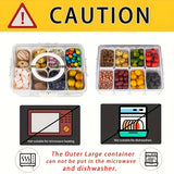 1 pza., Bandeja de servicio dividida en 8 compartimentos con tapa y asa, Snackle Box, Contenedor de charcutería, Platos de aperitivos portátiles, Organizador transparente para dulces, frutas, nueces, aperitivos, perfecto para fiestas, suministros de coci