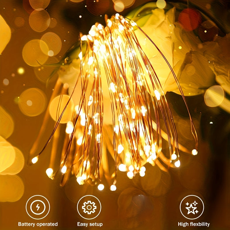 1 juego, Luces de Hadas LED con Caja de Batería y Cable de Cobre de 2/5/10m Guirnalda de Lámpara Exterior para Árbol de Navidad y Decoración de Fiesta de Boda