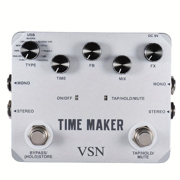 Pedal de retardo VSN Pedal de retardo de guitarra Time Maker 11 tipos de pedales de retardo definitivos Pedal de efecto de bajo con Tap Tempo True Bypass