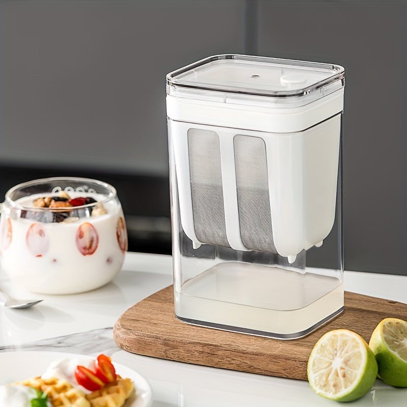 1 pieza de 1100 ml, filtro de acero inoxidable 304 para hacer yogur casero, malla ultrafina, ideal para hacer yogur griego casero, apto para uso en casa y restaurantes, no requiere batería, máquina para hacer yogur.