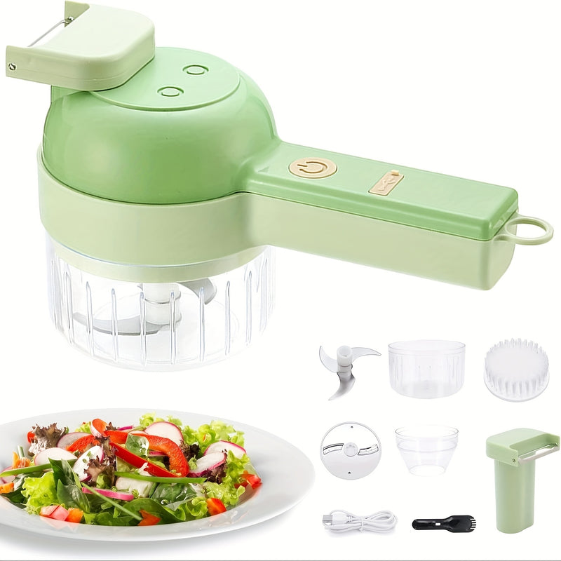 Juego de cortador eléctrico portátil 4-en-1, procesador de alimentos inalámbrico Kitchen God adecuado para frutas, verduras y carnes