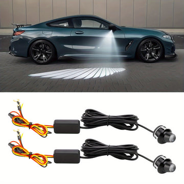 1set Luces Proyector de Alas de Ángel para Coche LED Luces de Bienvenida para Espejo Retrovisor Lateral de Puerta Iluminación Ambiental Luz de Desbloqueo/Bloqueo de 30 Segundos