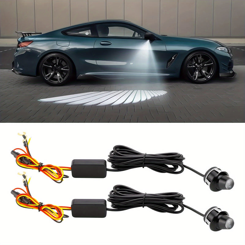 1set Luces Proyector de Alas de Ángel para Coche LED Luces de Bienvenida para Espejo Retrovisor Lateral de Puerta Iluminación Ambiental Luz de Desbloqueo/Bloqueo de 30 Segundos