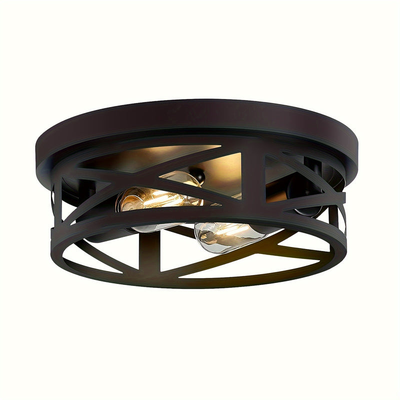 Lámpara de techo industrial negra moderna - Plafón de 2 luces para cocina, pasillo o estilo rústico (No incluye focos)