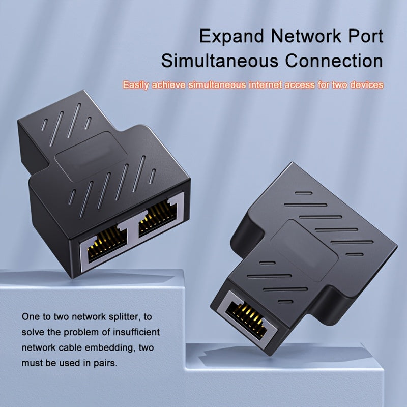 Divisor de red RJ45, conector de red de 2 vías, alimentado por USB, voltaje de funcionamiento ≤36V, extensión de cable de red, sin batería, para uso en hogar y oficina.