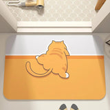 Alfombra de baño con silueta de gato naranja - Diatomea suave, antideslizante, absorbente y lavable para inodoro, lavabo y ducha - Alfombra decorativa para entrada, baño o como alfombra de gato absorbente