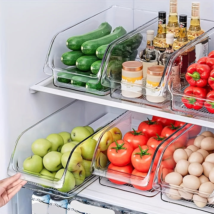 Juego de 9 Cajas Organizadoras Transparentes para Refrigerador con Gran Capacidad, Apilables y Diseño Abierto en Material PET – Multiusos para Frutas, Snacks, Cosméticos y Utensilios en Cajones de Cocina