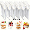 50/100 piezas de cucharas transparentes de espuma para helado, cucharas para postres y pudín, cucharas gruesas y duraderas, cucharas reutilizables, ideales para reuniones familiares, fiestas y Navidad