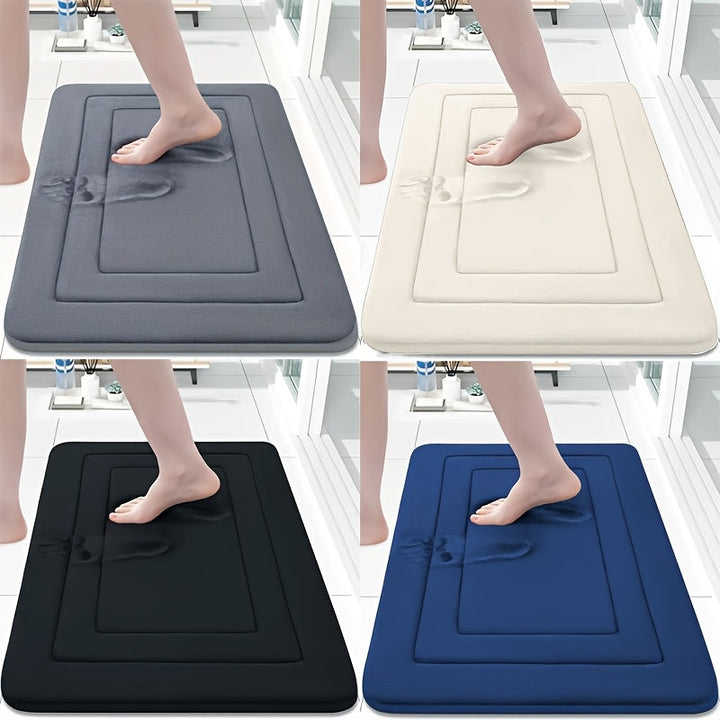 1pc de Coral Fleece Baño Piso Alfombra Anti Deslizamiento Pad - Anti Deslizamiento, Secado Rápido, Máquina Lavable - Perfecto para Baño y Tocador Pisos, con PVC Anti Deslizamiento Fondo Forro