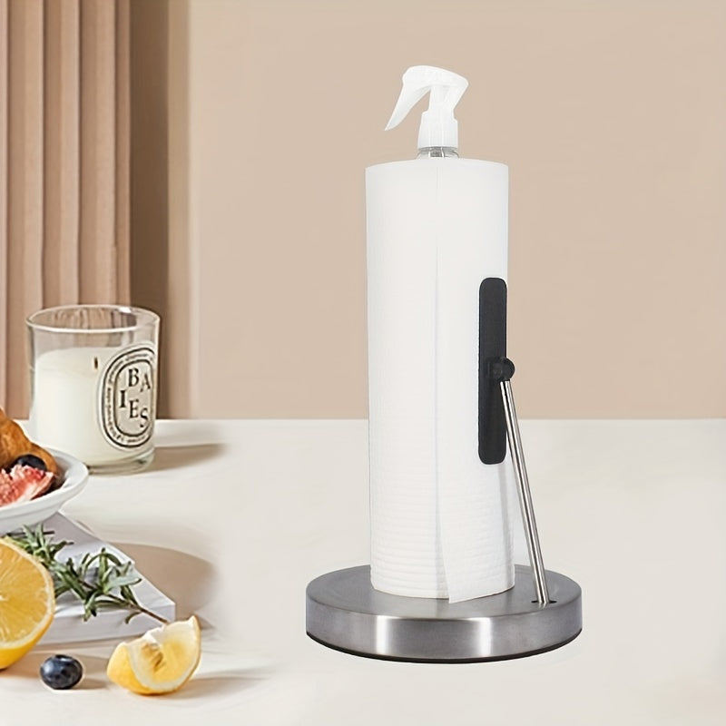 Soporte 2 en 1 para toallas de papel con botella rociadora, base para spray y rollo de papel, soporte para toallas de papel con limpiador, soporte para papel de cocina con botella rociadora