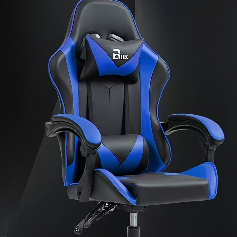 Butaca de Juego Ergonómica Estilo Carreras - Silla de Escritorio Ajustable en Altura con Reposacabezas y Soporte Lumbar, Tela de Poliéster Duradera, Fácil Montaje para Oficina, Dormitorio o Hogar, Diseño Deportivo, Construcción Cómoda