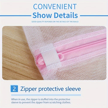 Juego de 3 bolsas para lavandería, bolsa de malla gruesa, bolsa protectora para lavado, bolsa de poliéster con cierre, ideal para ropa, viajes, camisas, brasieres, calcetines, medias, ropa interior, protección en lavadora
