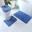 Conjunto de 3 alfombras de baño de microfibra ultrafina - Secado rápido, absorbente, antideslizante, alfombra de baño en forma de U, tapa de inodoro, poliéster tejido, resistente a la decoloración, densidad de 1500 g/m², grosor de 2 cm, lavable a máquina
