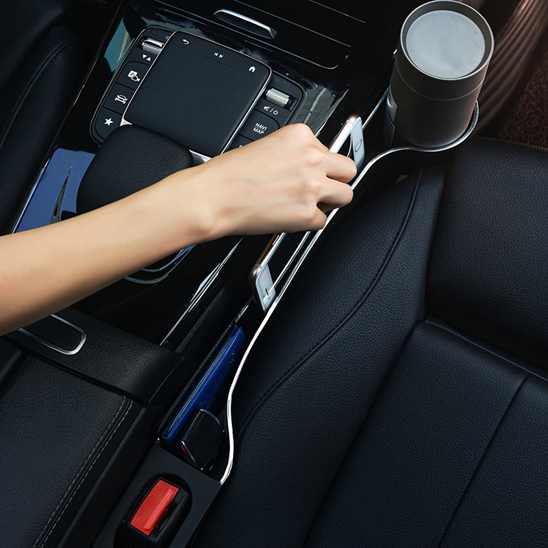 SEG Direct 2 Piezas Organizador de Espacio para Asientos de Auto con Portavasos y Diseño de Almacenamiento, Compartimento Lateral del Reposabrazo para un Interior Limpio y Ordenado, Accesorio Multifuncional para Coche