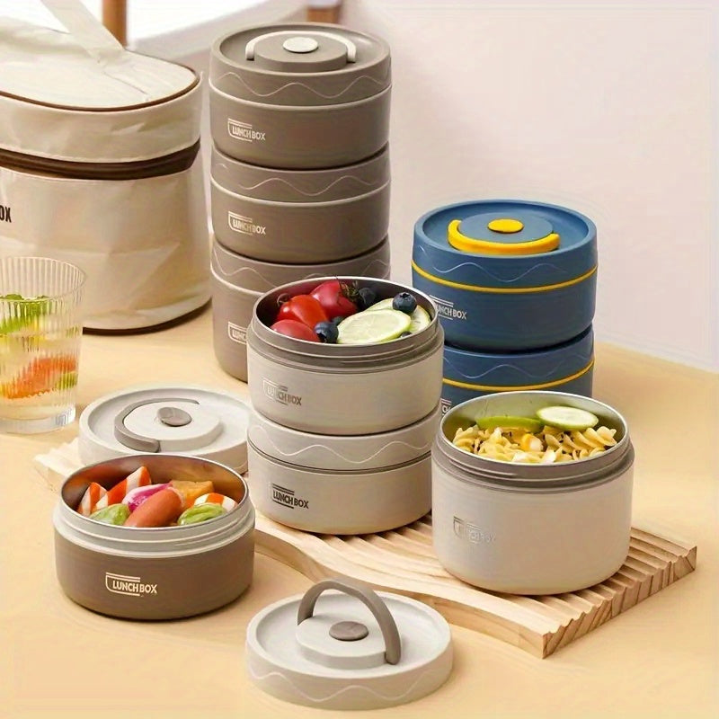 Juego de 2/3 capas de loncheras aislantes de acero inoxidable con cubiertos y bolsas térmicas - Contenedor portátil hermético, caja bento segura para microondas, incluye tazones para sopa - La mejor opción para oficina, camping o regreso al cole