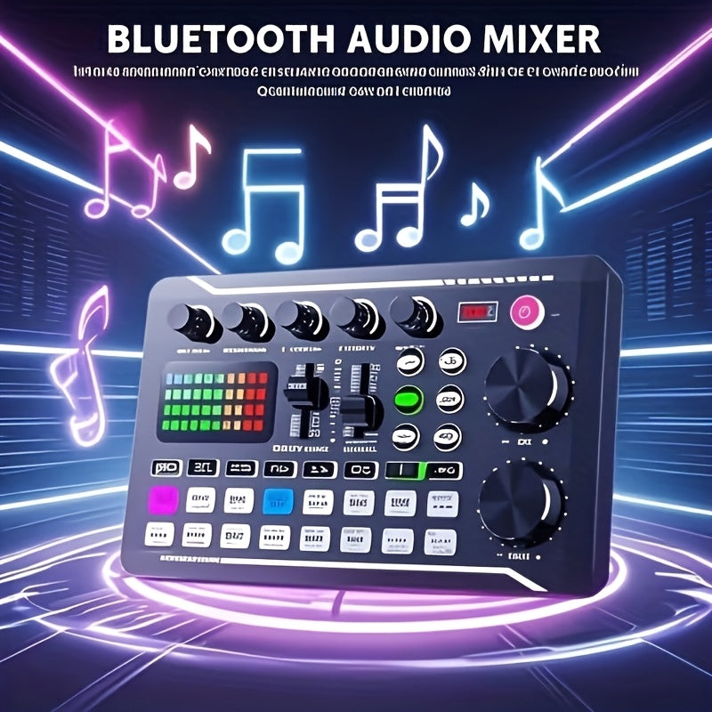 Tarjeta de sonido en vivo con interfaz de audio USB, efectos de mezclador DJ y cambiador de voz - Batería de litio recargable, equipo de estudio portátil para streaming, podcasting y gaming (Negro), Equipo para podcasting | Mezclador de audio moderno | T