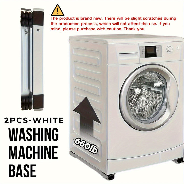 2 Piezas de Carrito Ajustable para Electrodomésticos con 24 Ruedas - Sin Batería Necesaria, Base Ergonómica con Palanca y Frenos, Ideal para Refrigerador, Lavadora, Secadora y Muebles - Accesorios para Hogar, Movilización Fácil